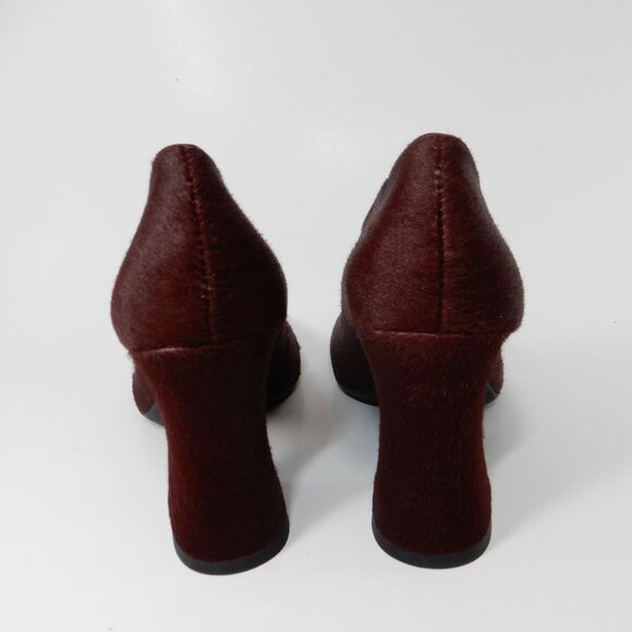 Jeffrey Campbell Buxom Pumps Heels Size 5.5 Genuine Calf Hair Wine Burgundy NEW - Picture 8 of 12